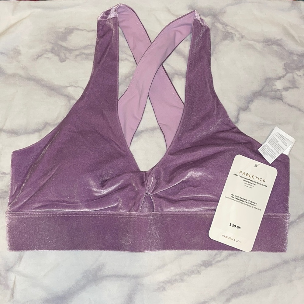 Fabletics x Vanessa Hudgens Purple Velvet Sports Bra